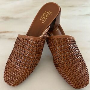 Frank Sarto Brown Leather Woven Mule